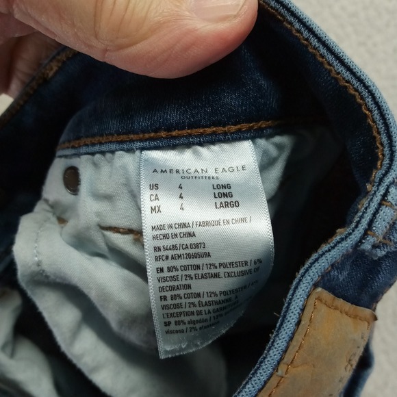 American Eagle Outfitters Hi Rise Skinny Kick Jeans Womens Size 4 Long Dark Wash - Picture 7 of 10